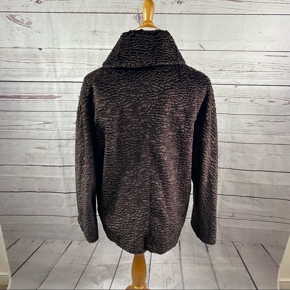 TALBOTS Petites faux shearling brown curly lamb long sleeve jacket - Picture 8 of 11